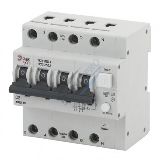 Եռաֆազ դիֆ. ավտոմատ "ЭРА" 63A, 100мА 3P+N, A տիպի