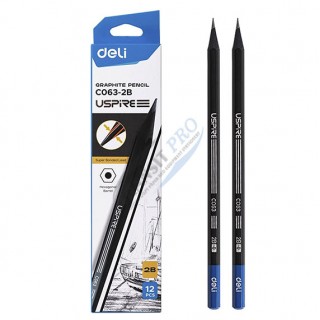 Մատիտ “Deli"Uspire, սրված, 2B,  (MI-EC063-2B)