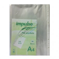 Pocket-file Impulse, A4, 50 microns, polyethylene, transparent, 100 pcs per pack, price for a pack 