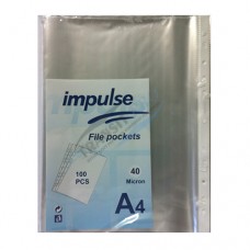 Pocket-file Impulse, A4, 40 microns, polyethylene, transparent, 100 pcs per pack, price for a pack 